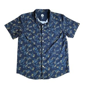 Toes on the Nose Floral Short Sleeve Button Down Shirt Activewear Summer USA